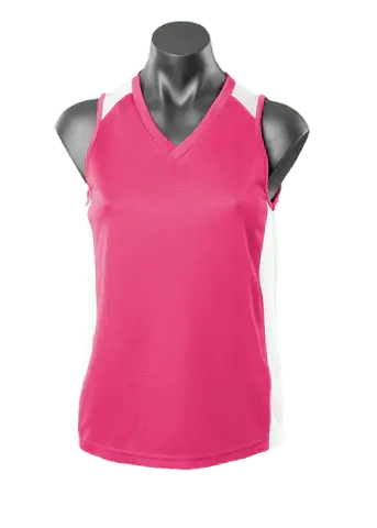 Aussie Pacific Premier Ladies Singlet 2101 Casual Wear Aussie Pacific Hot Pink/White 8